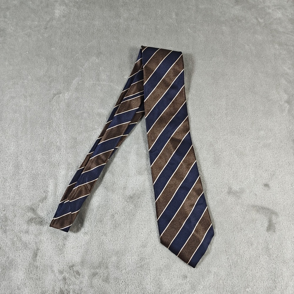 Vintage Ermenegildo Zegna Tie Men 57x3.5 Blue Striped Silk Made In Italy